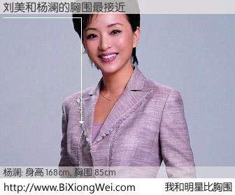 #我和明星比胸围# 身高 168cm，胸围 85cm，噢，卖糕的！刘美与内地明星杨澜的胸围最接近！有图有真相：