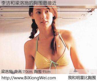 #我和明星比胸围# 身高 168cm，胸围 91cm，不言而喻，李洁与香港明星梁洛施的胸围最接近！有图有真相：