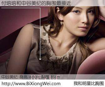 #我和明星比胸围# 身高 160cm，胸围 85cm，一看就知，付培培与日本明星中谷美纪的胸围最接近！有图有真相：