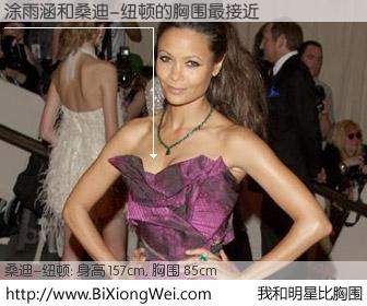 #我和明星比胸围# 身高 158cm，胸围 85cm，毫无疑问，涂雨涵与欧美明星桑迪-纽顿的胸围最接近！有图有真相：