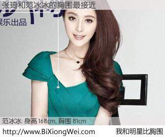 #我和明星比胸围# 身高 168cm，胸围 81cm，显而易见，张琦与内地影星范冰冰的胸围最接近！有图有真相：
