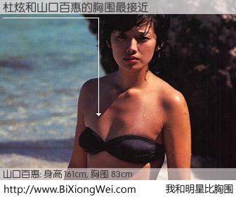 #我和明星比胸围# 身高 161cm，胸围 83cm，你自己都没想到吧？杜炫与日本明星山口百惠的胸围最接近！有图有真相：