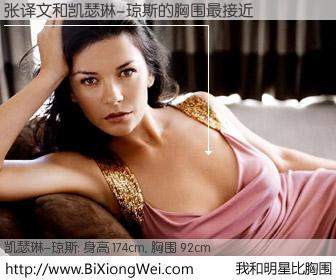 #我和明星比胸围# 身高 177cm，胸围 92cm，Oh, My God！张译文与英国影星凯瑟琳-琼斯的胸围最接近！有图有真相：