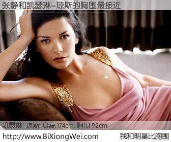 #我和明星比胸围# 身高 173cm，胸围 92cm，别不好意思！张静与英国影星凯瑟琳-琼斯的胸围最接近！有图有真相：