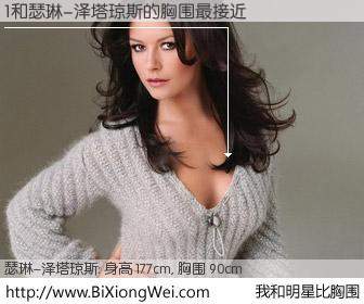 #我和明星比胸围# 身高 175cm，胸围 90cm，地球人都知道，1与英国影星瑟琳-泽塔琼斯的胸围最接近！有图有真相：