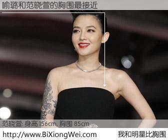 #我和明星比胸围# 身高 156cm，胸围 85cm，别不好意思！喻璐与台湾歌星范晓萱的胸围最接近！有图有真相：