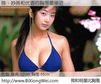 #我和明星比胸围# 身高 158cm，胸围 88cm，一看就知，陈·妙燕与日本明星优香的胸围最接近！有图有真相：