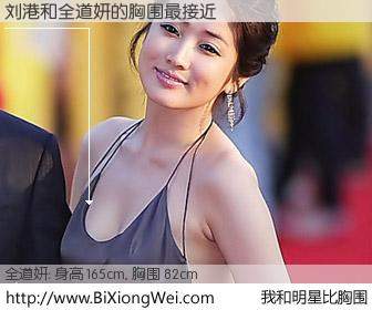#我和明星比胸围# 身高 165cm，胸围 82cm，我们都看见了！刘港与韩国女星全道妍的胸围最接近！有图有真相：