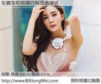 #我和明星比胸围# 身高 168cm，胸围 83cm，地球人都知道，车赛车与内地歌星杨幂的胸围最接近！有图有真相：