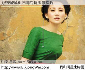 #我和明星比胸围# 身高 168cm，胸围 89cm，不用多说，孙姝媛媛与内地明星许晴的胸围最接近！有图有真相：