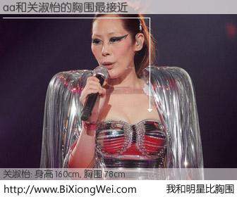 #我和明星比胸围# 身高 160cm，胸围 78cm，显而易见，aa与香港歌星关淑怡的胸围最接近！有图有真相：