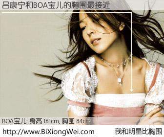 #我和明星比胸围# 身高 161cm，胸围 84cm，毫无疑问，吕康宁与韩国歌星BOA宝儿的胸围最接近！有图有真相：