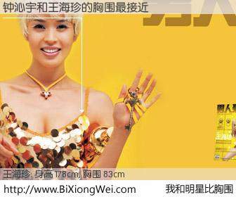 #我和明星比胸围# 身高 178cm，胸围 83cm，毫无疑问，钟沁宇与内地名模王海珍的胸围最接近！有图有真相：