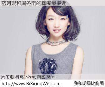 #我和明星比胸围# 身高 162cm，胸围 78cm，你自己都没想到吧？密珂琨与内地演员周冬雨的胸围最接近！有图有真相：