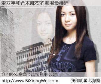 #我和明星比胸围# 身高 162cm，胸围 83cm，地球人都知道，雷双宇与日本明星仓木麻衣的胸围最接近！有图有真相：