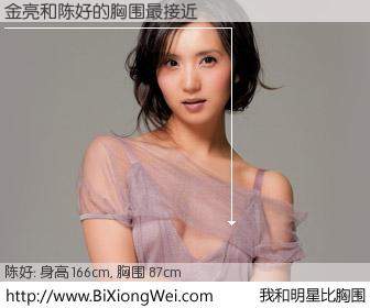 #我和明星比胸围# 身高 166cm，胸围 87cm，还用说吗？金亮与内地影星陈好的胸围最接近！有图有真相：