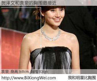 #我和明星比胸围# 身高 168cm，胸围 83cm，不用多说，贺泽文与内地影星袁泉的胸围最接近！有图有真相：