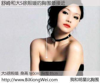 #我和明星比胸围# 身高 160cm，胸围 81cm，不用多说，舒崎与台湾明星大S徐熙媛的胸围最接近！有图有真相：