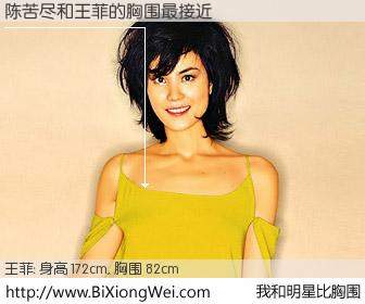 #我和明星比胸围# 身高 172cm，胸围 82cm，显而易见，陈苦尽与内地歌星王菲的胸围最接近！有图有真相：