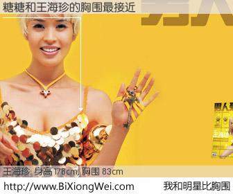 #我和明星比胸围# 身高 176cm，胸围 83cm，你自己都没想到吧？糖糖与内地名模王海珍的胸围最接近！有图有真相：