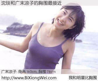 #我和明星比胸围# 身高 160cm，胸围 75cm，奇迹发生了！沈琰与日本明星广末凉子的胸围最接近！有图有真相：