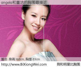 #我和明星比胸围# 身高 160cm，胸围 83cm，显而易见，angela与内地影星董洁的胸围最接近！有图有真相：