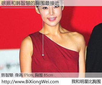 #我和明星比胸围# 身高 171cm，胸围 85cm，毫无疑问，徐振与韩国演员韩智慧的胸围最接近！有图有真相：