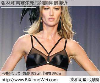 #我和明星比胸围# 身高 184cm，胸围 89cm，一看就知，张林与美国名模吉赛尔邦辰的胸围最接近！有图有真相：
